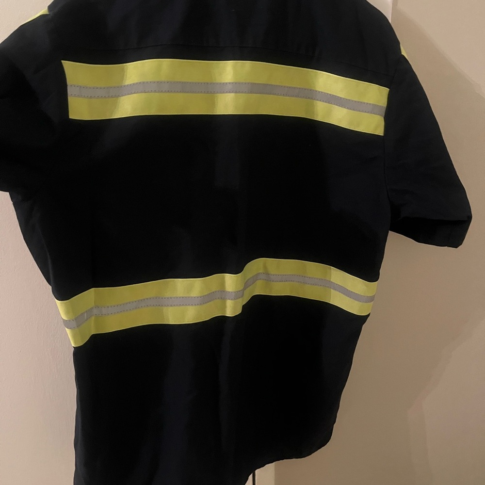 Large Men's Blue and Yellow Reflective Shirt - Picture 5 of 8